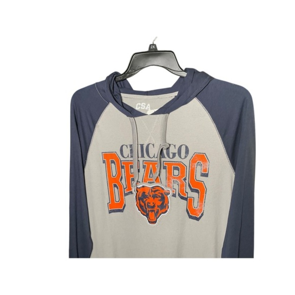 CSA Chicago Bears NFL Mens XL Waffle Knit Raglan Thermal Hoodie Grey Navy New - Picture 10 of 13